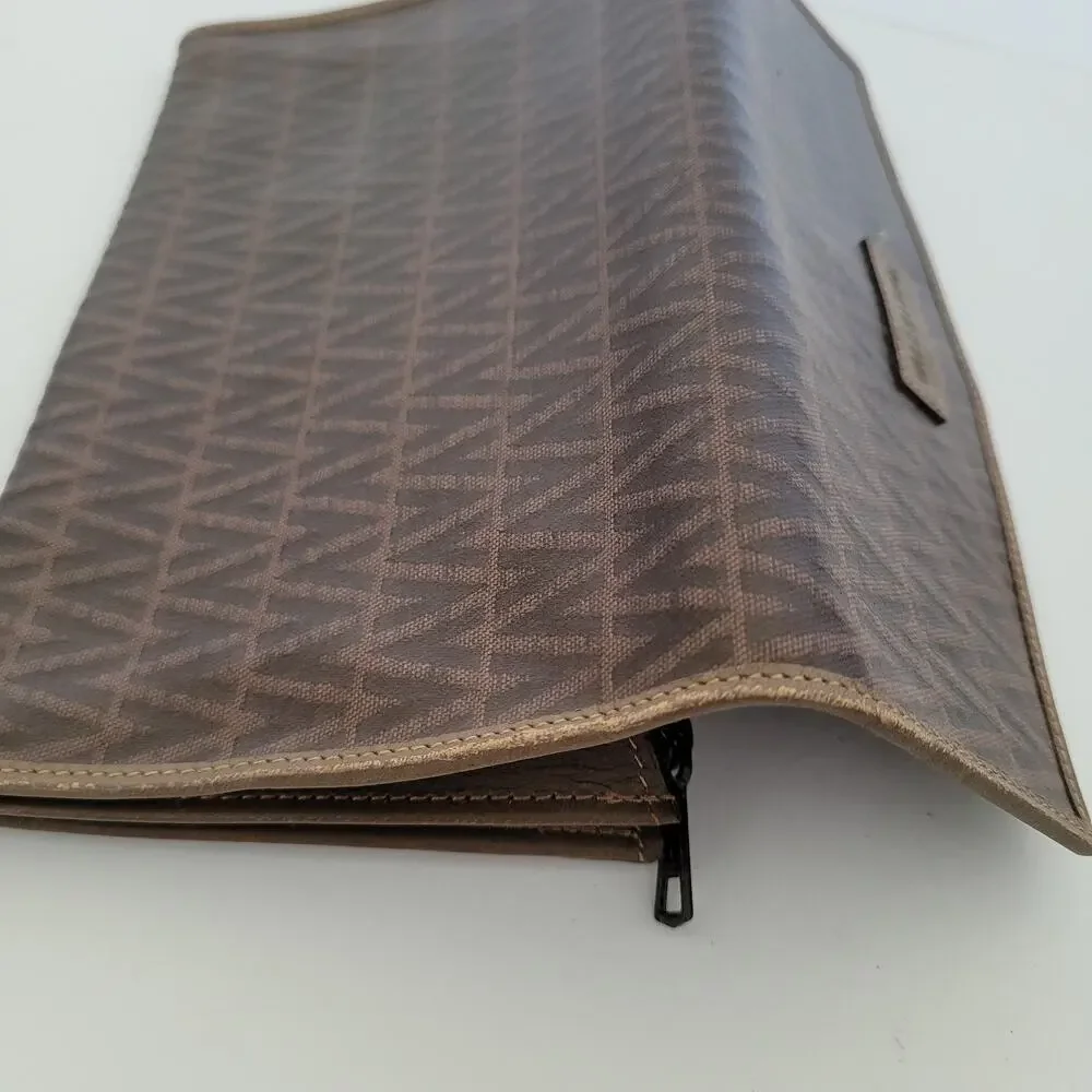 Valentino Vintage Bifold Logo‎ Brown Wallet Large Vintage Envelope Italian Retro